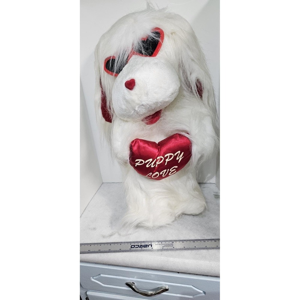 Vintage Cool Dog Valentine Puppy Love Large 20 Inch Plush Stiff Fair Prize 1980s